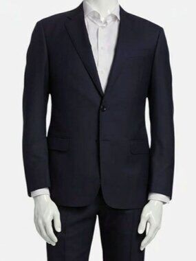 Giorgio Armani Men's Blue Wool Solid Two-Button Solid Suit Jacket Size 50R